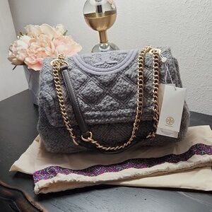 NWT Tory Burch Fleming Soft Boucle Convertible Shoulder Bag